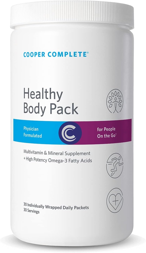 Cooper Complete - Gezond Body Pack - Dagelijkse Vitamine Pack met Multivitamine & Omega-3 Visolie - 30 Verpakkingen per Fles. Verpakking van 3