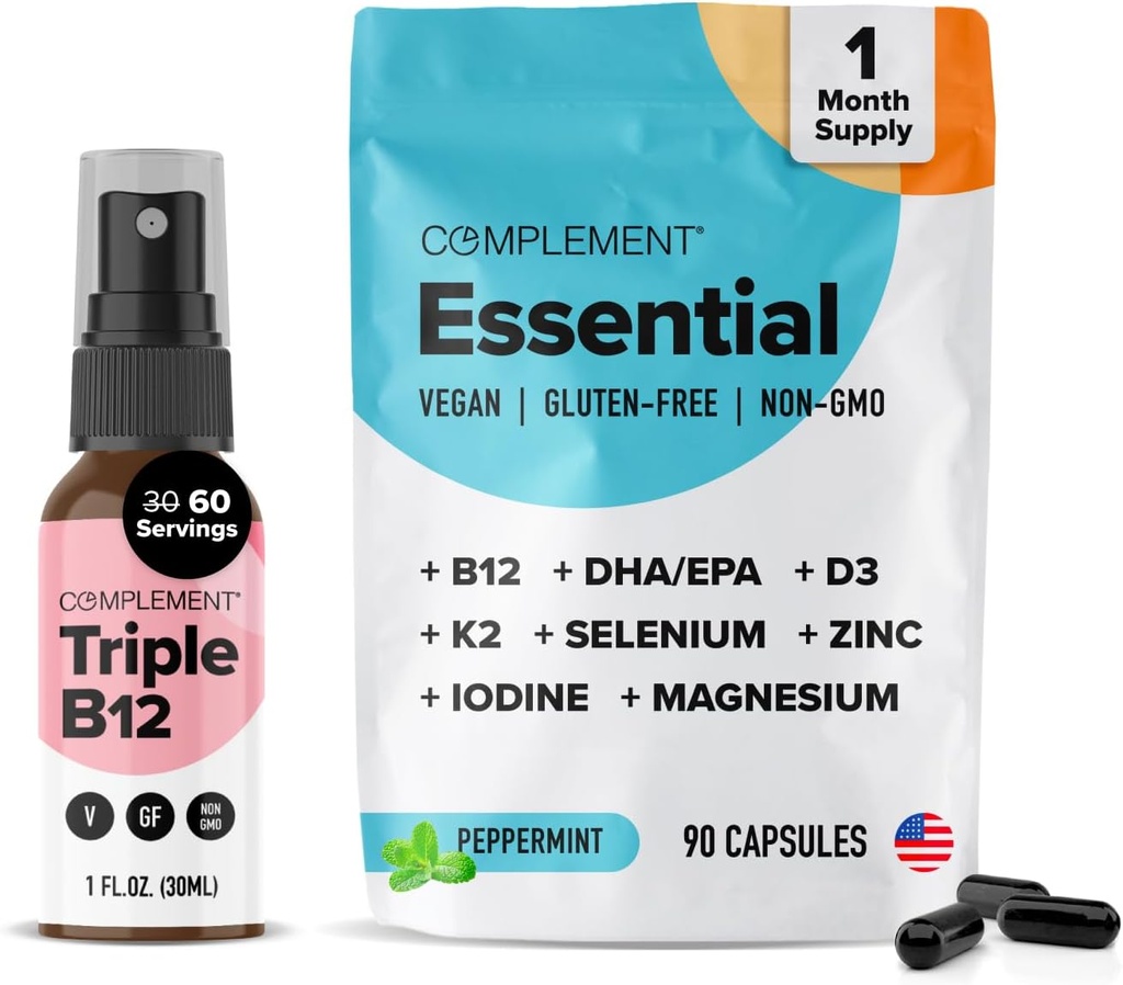 Complement Essential Vegan Multivitamine & Triple B12 Spray Bundle 