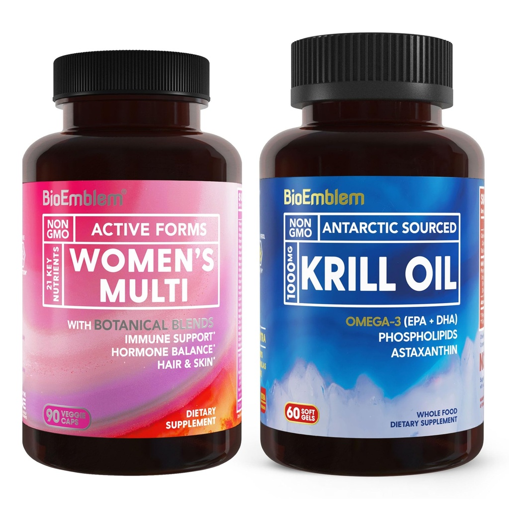 BioEmblem Antarctische Krill Oil Supplement en vrouwen Multivitamine