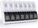 MERICARGO Am Pm Pill Organizer 7 Dag, 2 keer per dag Grote Weekly Pill Box, Push Button Daily Pill Case voor Vitamine, Visolie, Supplementen