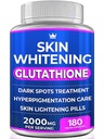 Glutathion Whitening Pillen - 180 Capsules 2000mg Glutathion - Effective Skin Lightening Supplement - Donkere vlekken, Melasma & Acne Scar Remover, Hyperpigmentation Treatment - Anti-Aging Antioxidant