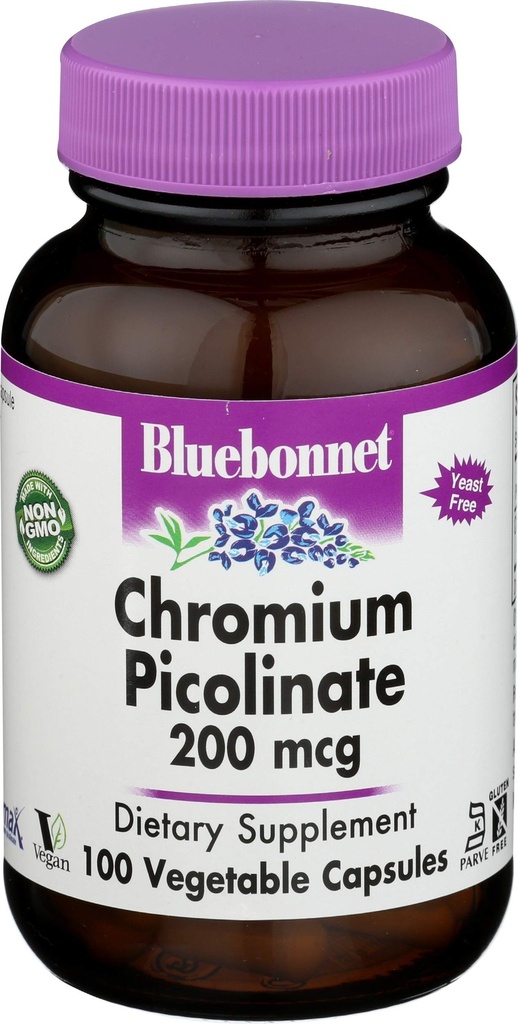 Bluebonnet Nutrition, Picolinate de chrome 200mcg, 100 Capsules de Véggie
