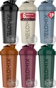 VELOMIX -6 PACK- 28 oz Protein Shaker Bottle for Protein Mixes - 6x Wire Whisk 