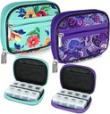 Serfeymi Weekly Travel Pill Organizer Pill Case voor Purse met verwijderbare 7 dagen pil Box, Modieuze reismedicijn Organizer Pillencontainer voor Geneeskunde, Vitamine, Supplement - Groen 01 + Paars 01