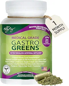 Dr. Liz Cruz Gastro Greens - Supplément vert, Suppléments diététiques aux herbes, Suppléments pour les femmes, les hommes et les enfants, non OGM, aliments entiers à base de 90 capsules de légumes