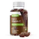 Gummies de fer Viteey - Fer à la vitamine C - Supplément énergie, soutien de bottes et anémie pour les femmes et les hommes - Vegan, sans gluten - 60 Compte