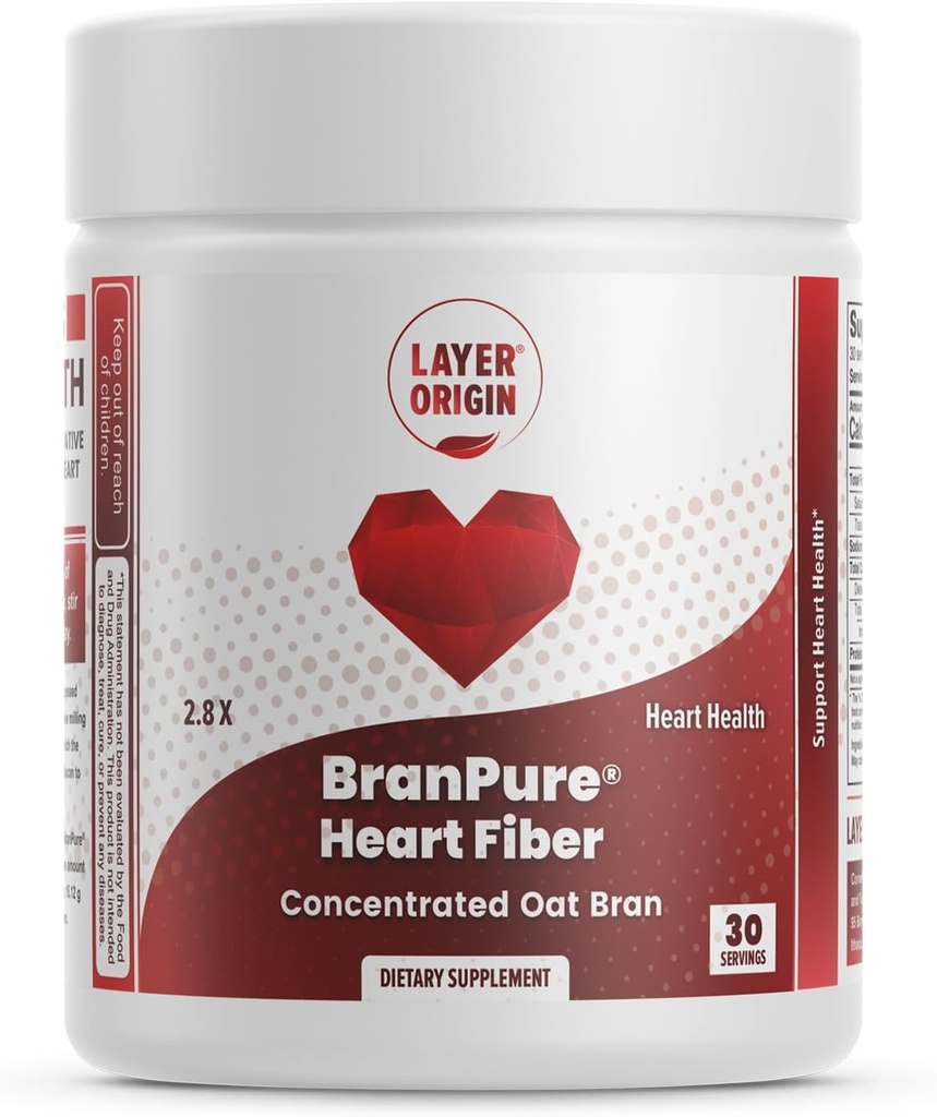 Laag Oorsprong BranPure Hart Fiber, Super Geconcentreerde Haver Bran - Verminder LDL-C en Forever Chemicals zoals PFAS met Oplosbare Haver Glucan, Ongearomatiseerd Poeder