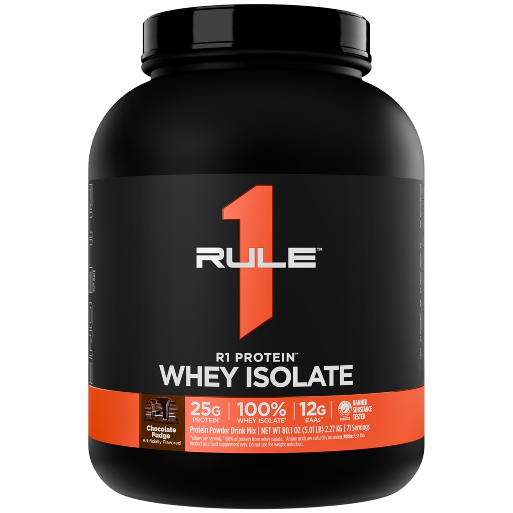 Rule 1 Proteins R1 Protein - 25g Fast-Acting, Super-Pure 100% Isolate and Hydrolysate Protein Powder (Chocolate Fudge) 2.27kg 71 Servings