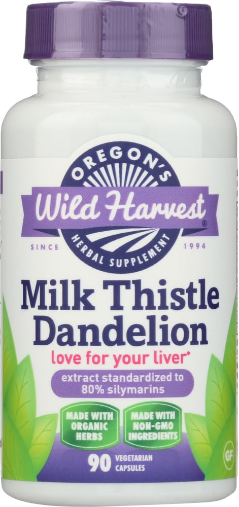 Oregon's Wild Harvest Milk Thistle Dandelion - Extract genormaliseerd tot 80% Silymarins (90 capsules)