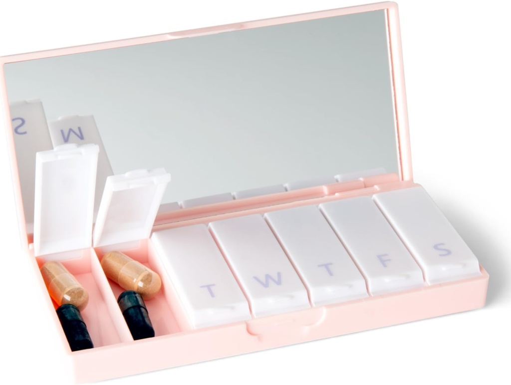 PORT X POLISH Designer Weekly Pill Box Organisator (Single 1X Daily, Blush Pink) 