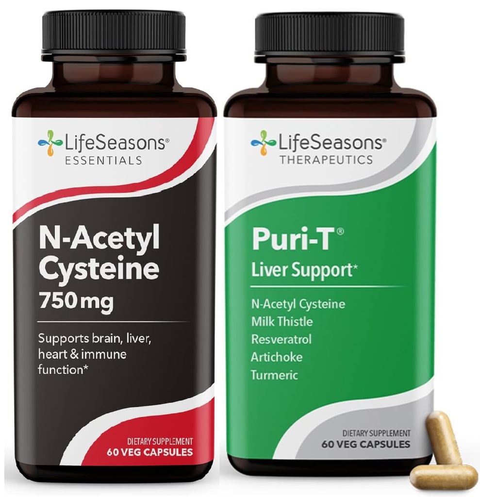 LifeSeasons Puri-T met N-Acetyl Cysteine Boost - Ondersteunt lever- en longontgifting - 120 capsules