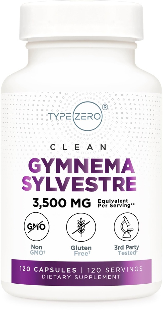 Type Zero Clean Gymnema Sylvestre Capsules (120 porties, 3.500 MG equivalent per portie) - Non-GMO, Glutenvrij
