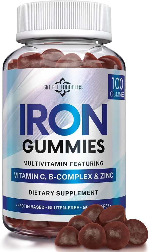 Iron Gummies for Women, Men & Kids - Iron Supplement with Vitamin C, A, Vitamins B Complex, Biotin & Zink - Multivitamine Kauwbare Iron Gummies for Adults - Alternatief voor Iron Pils, Capsules, Tablets