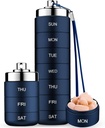 Mossime Metal Travel Pill Organizer, Portable 7 jours Vitamine Organizer Stackable, Imperméable 1 fois par jour Pill Box, Grand contenant de pilule, organisateur de médicaments quotidiens pour la vitamine, huile de poisson, supplément