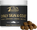 K9-Innovations - La peau quotidienne et le chien en manteau mâchent l'arôme de saumon - Réduisez les démangeaisons et l'égratignure des pattes, l'oméga 3 et le VIT C pour la santé de la peau - 1-4 mois d'approvisionnement (120qty)