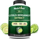 Nutrivein Premium Citrus Bergamot Supplément 1400mg 25:1 Bergamia Extrait - 60 jours d'approvisionnement (120 capsules): puissant agrumes italiens Bergamot 1400 mg+ haute concentration - coeur et système circulatoire