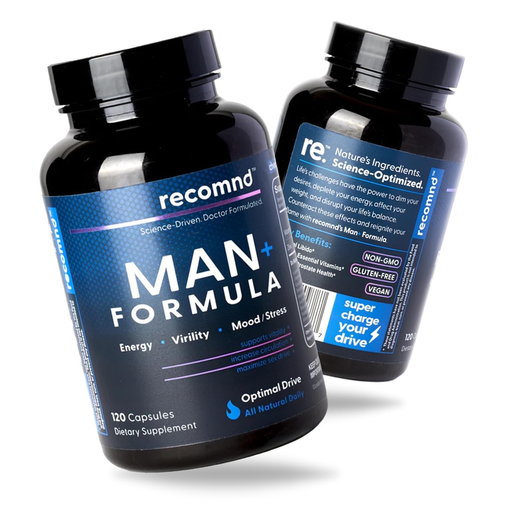 Nutrition - Formule Man+, support énergétique, soutien musculaire et suppléments de santé de la prostate pour les hommes avec vitamine E, Palmetto de scie, Ginseng rouge coréen, et plus, 120 capsules