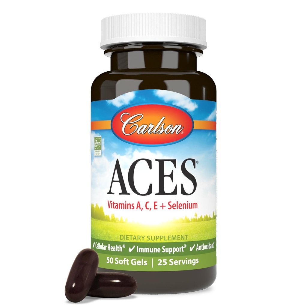 Carlson - ACES, Vitaminen A, C, E + Selenium, Cellular Health & Immune Support, Antioxidant, 50 Softgels