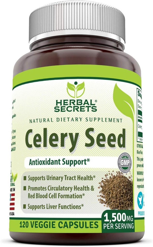 Herbal Secrets Supplément d'extrait de graines de céleri de 1500 Mg.