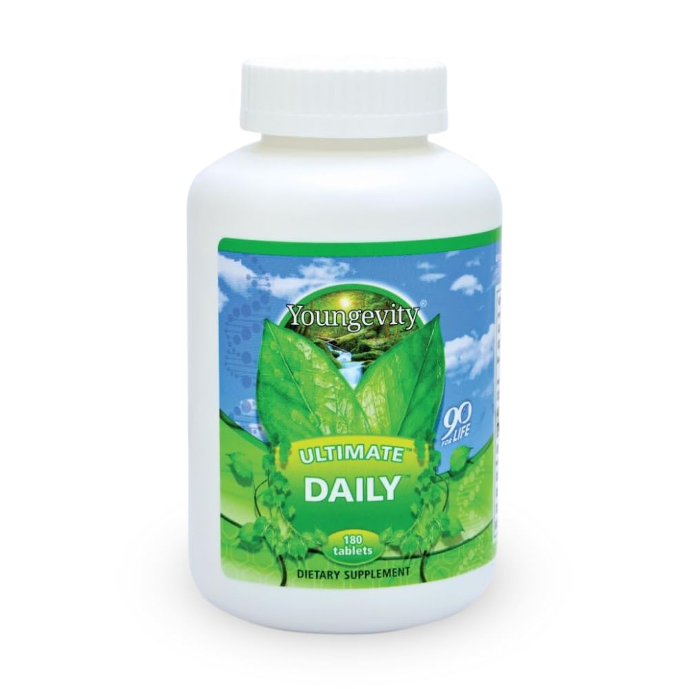 Youngevity Ultimate Daily Mega Multivitamine - 20+ Vitaminen en Mineralen w/ CoQ10 - Vitaminen A, C, D, E, Zink, Folaat, Selenium, Calcium, Chroom, en meer - Hoge Absorptie -180 Tabletten (pakket van 1)