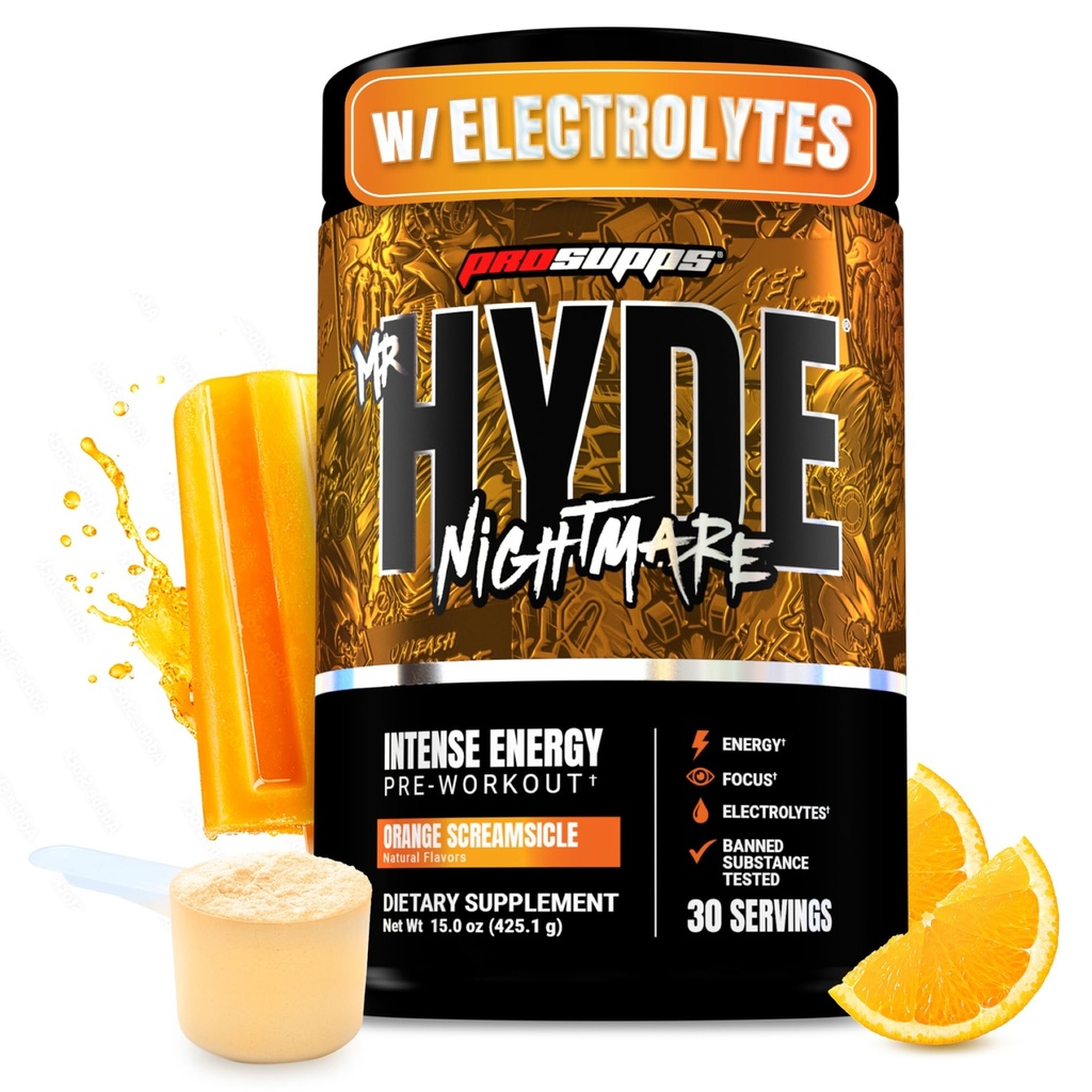 PROSUPPS De heer Hyde Nightmare Pre Workout Powder met Cafeine & Beta Alanine - Preworkout voor Intense Energie, Geestelijke Focus & Performance - Gym & Fitness Supplementen (Orange Creamsicle, 30 Servings)