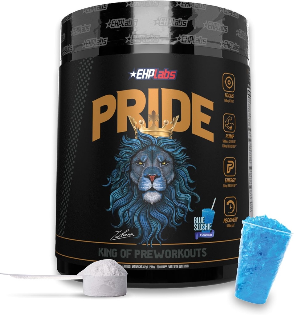 EHP Labs Pride Pre Workout Powder Energy Supplement - Sugar Free Preworkout voor mannen & Women, Energy Powder Boost Drink met BCAA - 280 mg Cafeïne - Blue Slushie (40 Servers)