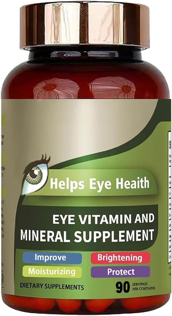 Eye Vitamine & Mineraal Supplement met Luteïne, Zeaxanthine, Ondersteunt Oog Strain, Vision Health voor Volwassenen met Vitaminen C & E, Vegan Oog Vitamine