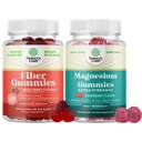 Bundle of Fibre Gummies - Supplément de racine de chicorée avec soutien prébiotique pour la santé Gut & Digestive et Gommies de magnésium - Citrate de magnésium relaxant - Aromatisé aux framboises pour la relaxation du corps et de l'esprit