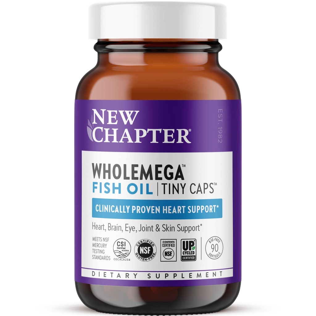 Nieuw hoofdstuk Wholemega Fish Oil Supplement, Tiny Capsules, 2000mg per Serving, klinisch bewezen Wild Alaska Zalmolie met Omega-3 + Vitamine D3 + Astaxanthine, 500mg Elke - 90 Tellen