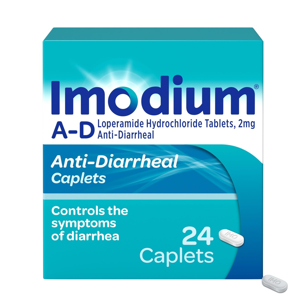 Imodium A-D Diarree Relief Caplets met Loperamide HCl, Anti-Diarree Geneeskunde om te helpen de symptomen van diarree als gevolg van acute, Traveler's Diarree, HSA/FSA in aanmerking komen, 24 ct