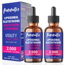 Supplément liquide de glutathion liposomique (paquet de 2), 98% Absorption, avec vitamine C, L- glutathion, 2 Fl Oz par bouteille