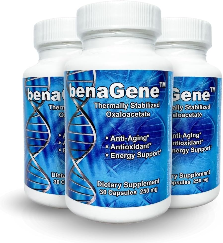 Benagene Oxaloacetaat Supplement - Ondersteunt Cellulaire Energie, Gezond Metabolisme, & Body Regulation - Thermisch gestabiliseerd met Vitamine C - Niet-GMO & Vegan - Eenmaal daags (90 porties)