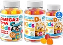 Omega 3 DHA Gummies en vitamine D Gummies voor kinderen en volwassenen - Geen visolie en glutenvrij Immune Health Plant Based Fiber Kauwbaar