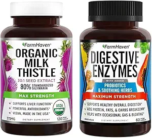 FarmHaven Digestieve enzymen met 18 Probiotica & Kruiden Milk Thistle Capsules