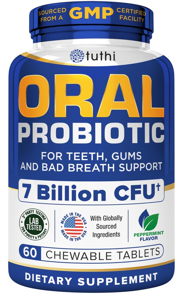Bundle Tuthi: Suppléments TMG et probiotiques oraux pour la bouche - Triméthylglycine 1000mg pour les niveaux d'homocystéine sains et le soutien cardiovasculaire et probiotique dentaire pour les gencives et la santé buccodentaire