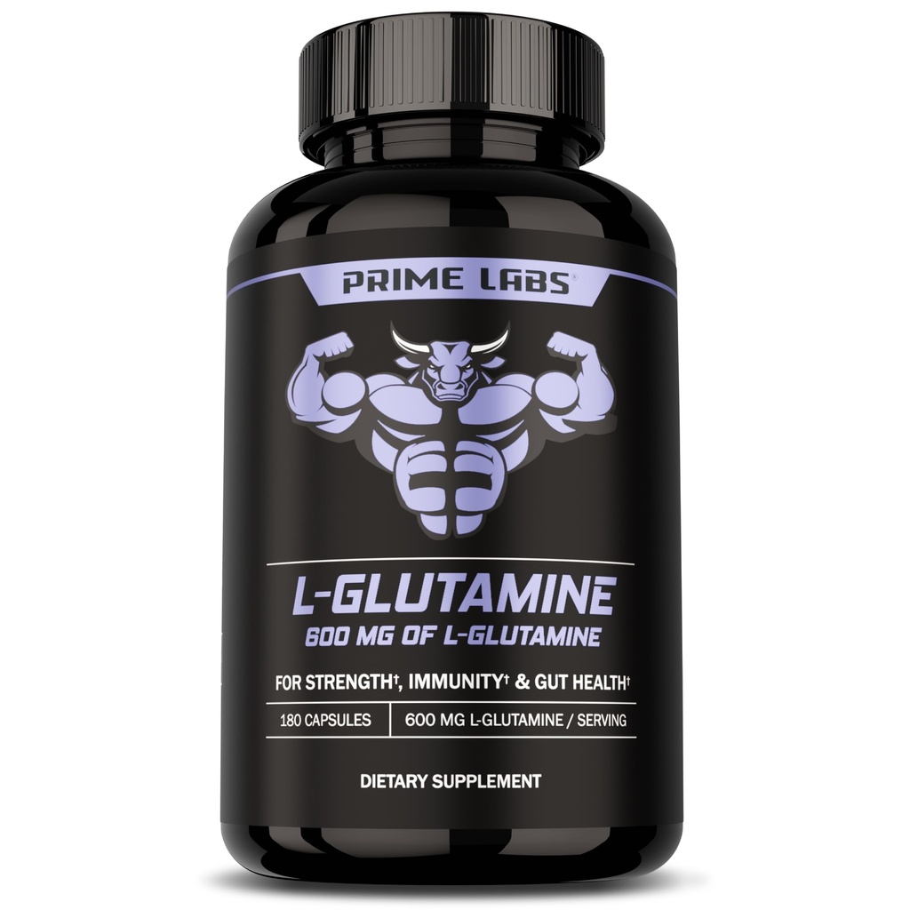 Prime Labs L Glutamine Capsules 600mg - Ondersteunt sterkte, spierherstel, immuniteit, & Gut Health - Aminozuur Supplement - voor mannen en vrouwen
