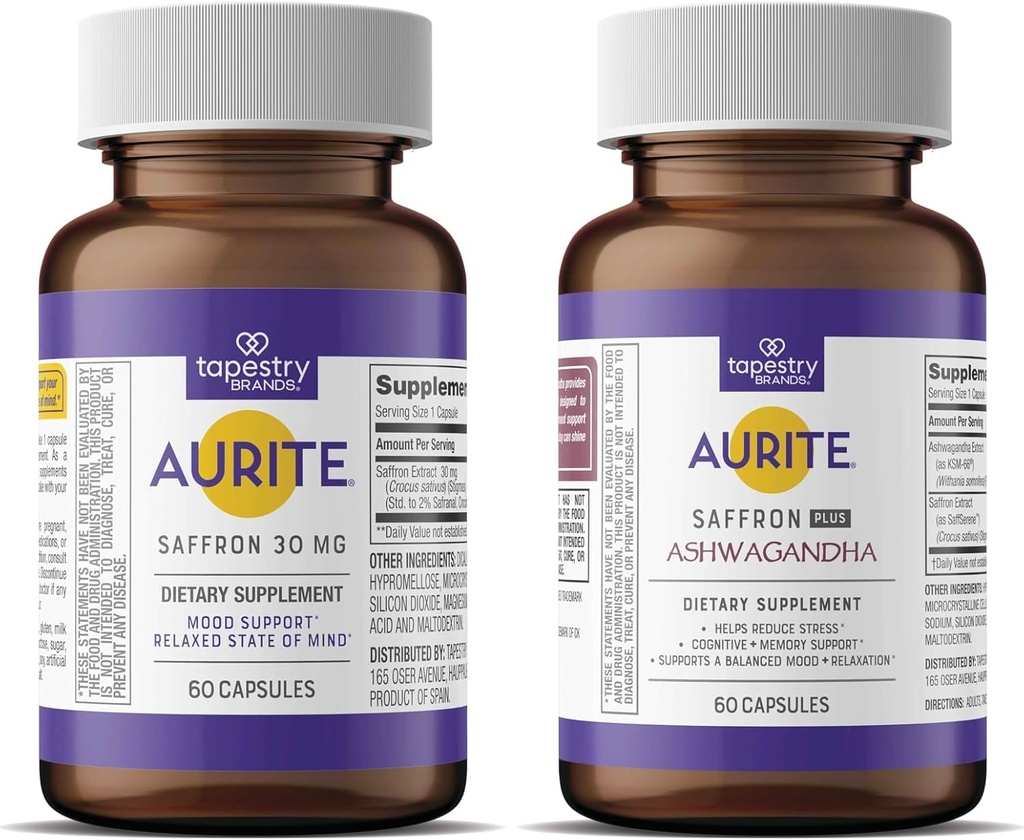 Saffraan Ashwagandha & Saffron Supplement Bundle  Vegetarisch vriendelijk, niet-GMO, Glutenvrij, Sojavrij