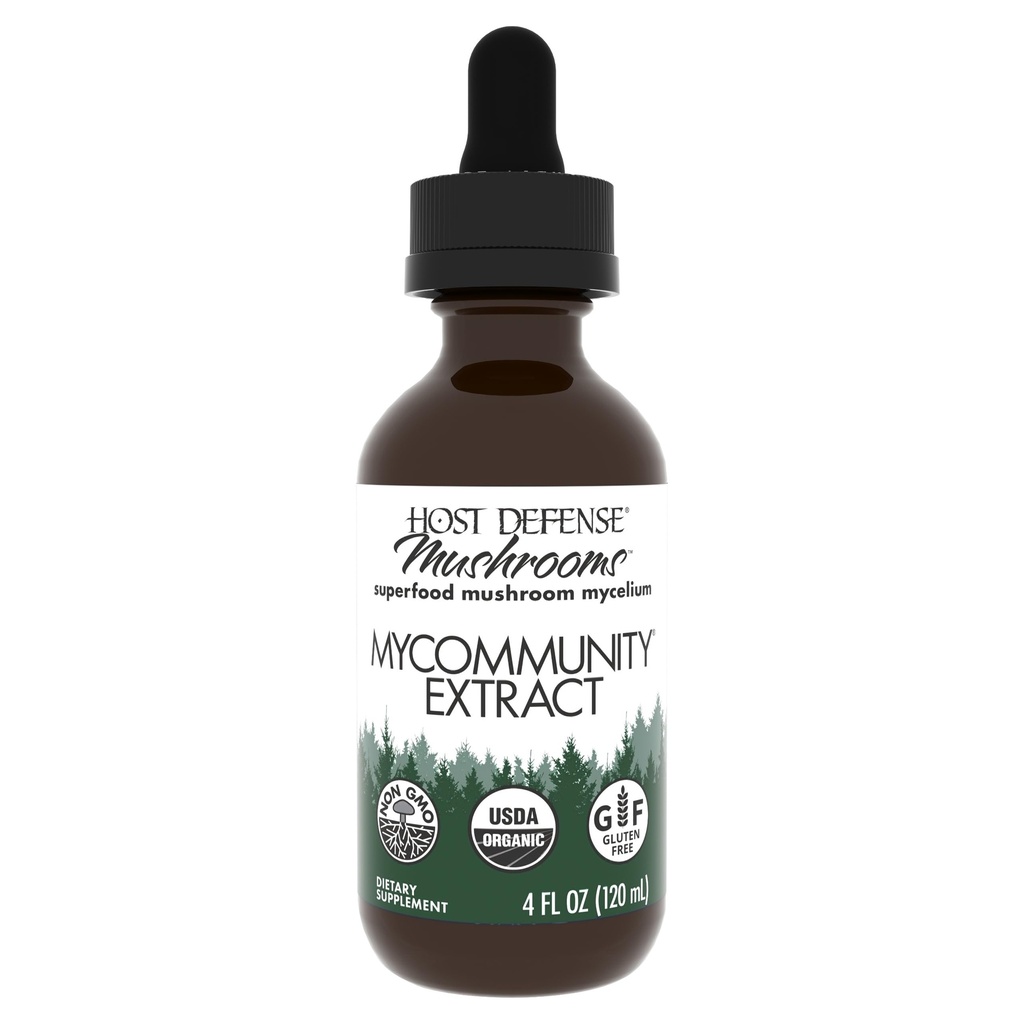 Host Defense MyCommunity Extract - 17 Soorten Blend Mushroom Supplement voor Immune Support - Extract met Lion's Mane, Reishi. Chaga, Cordyceps, Turkey Tail & More - 4 fl oz (120 Servings) *