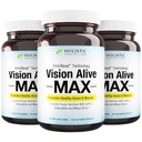 Holistic Health Labs Vision Alive Max met 8 Natural Ingredients Lutemax® 2020, bosbessen, bosbessen, c3g van Black Currant, Maqui Berry, Saffron en Astaxanthine (30 tellingen (pakket van 3))