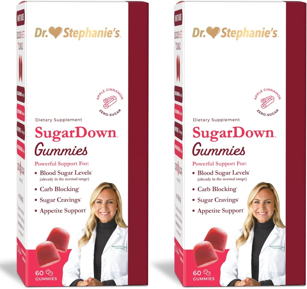 Dr StephanieS SugarDown Gummies – 2 Pack - Ceylan et supplément de cannelle Cassia