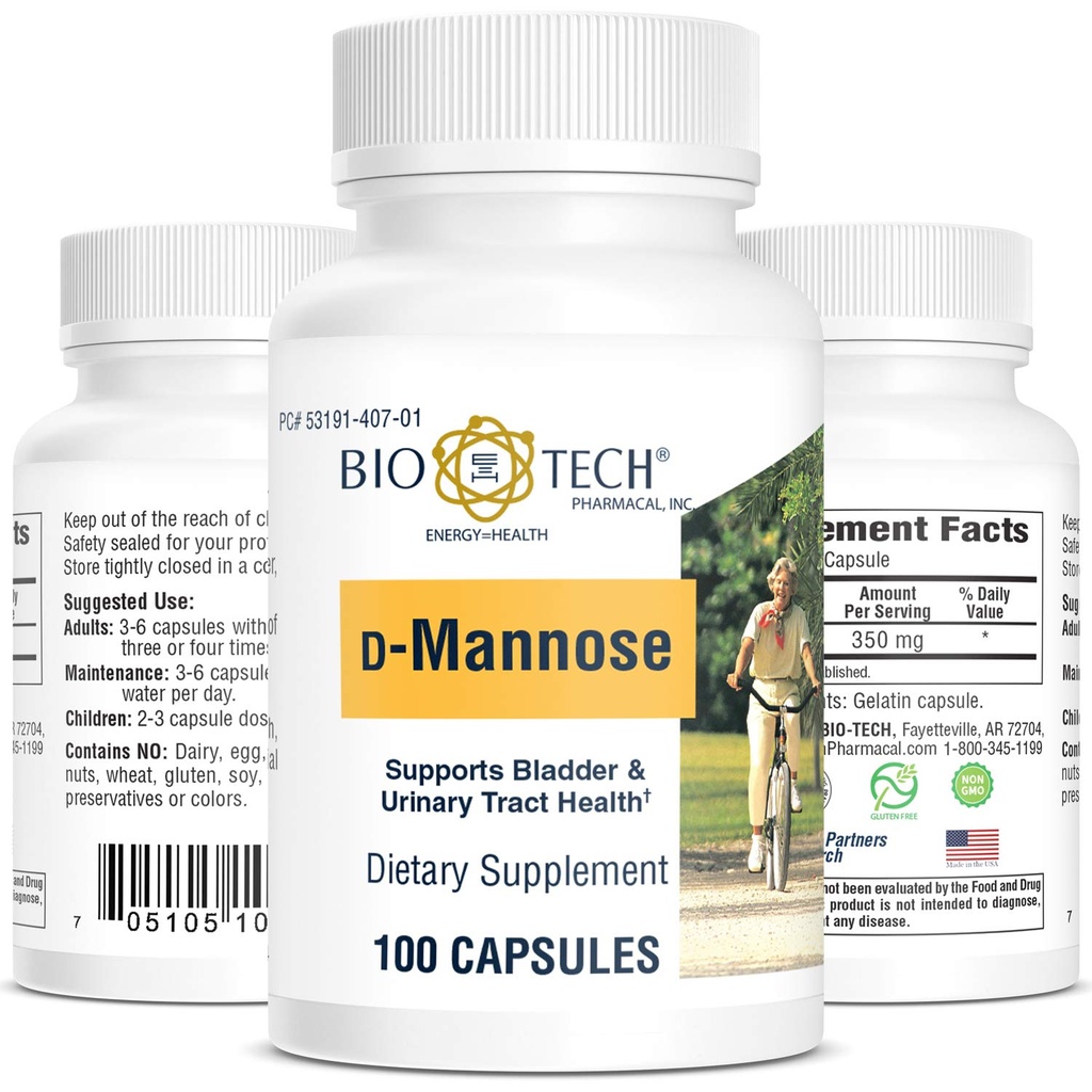 Bio-Tech Pharmacal D-Mannose, ondersteunt blaas en urinetrek gezondheid (100 telling)