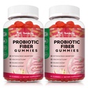 9-in-1 Probiotic Fiber Gummies for Adults & Teens 16G Fiber per Serving, Psyllium Fiber Supplement with 5 Miljard CFU Bacillus Coagulans, Inulin, ACV for Digestive, Gut & Immune Wellness - 2 Flessen
