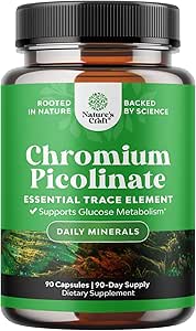 Picolinate de chrome Suppléments minéraux de 200 mcg - Supplément naturel de chrome pour l'équilibre du sucre Croissance musculaire Booster de cerveau Santé cardiaque - Pré-entraînement naturel pour les hommes et les femmes