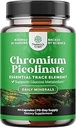 Picolinate de chrome Suppléments minéraux de 200 mcg - Supplément naturel de chrome pour l'équilibre du sucre Croissance musculaire Booster de cerveau Santé cardiaque - Pré-entraînement naturel pour les hommes et les femmes