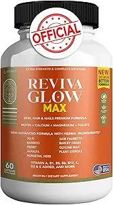 Reviva Glow Max - Hair, Skin & Nails Support Supplement Biotine, Calcium, Magnesium, Folaat & Herbal Blend 