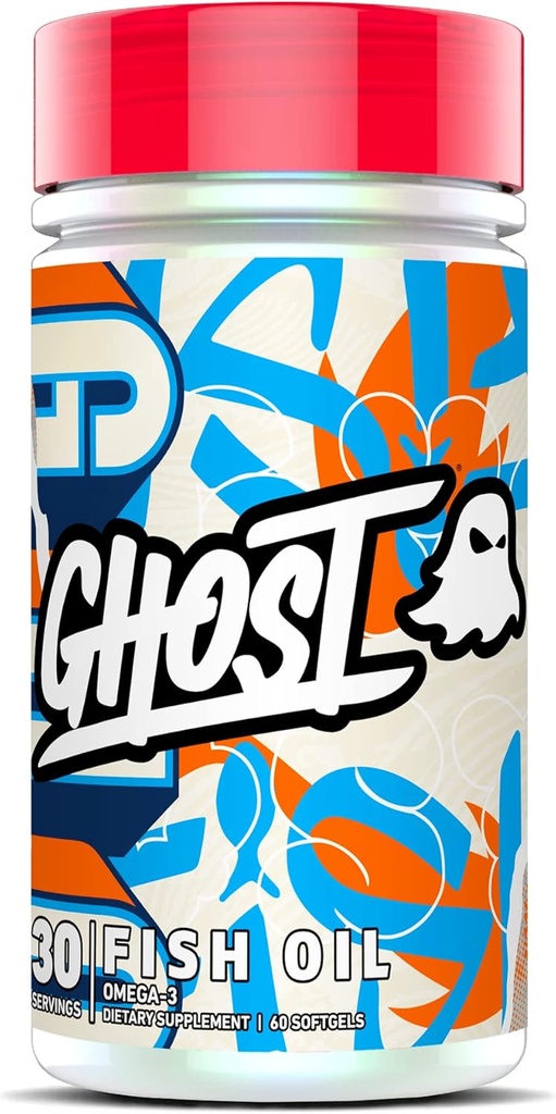 GHOST Fish Oil Supplement, 1400mg - 1100mg Omega 3 met EPA & DHA vetzuren - Visoliesupplementen voor hart, hersenen en immuunondersteuning - 60 Softgels, 30 porties