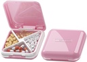 DUBSTAR Small Pill Case, Cute Pill Box - Travel Daily Pill Organizer, Portable Pretty Pill Container voor Purse Pocket, Compact Medicine Holder voor Vitaminen, Visolie, Supplementen (Roze)