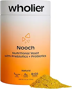 Wholier Nutritional Gist Flakes met Prebiotica & Probiotica voor Gut Health. Methylcobalamine Vitamine B12 & Vitamine D3. Vegan Cheesy Seizoen. (5,3 oz.) (Natural)