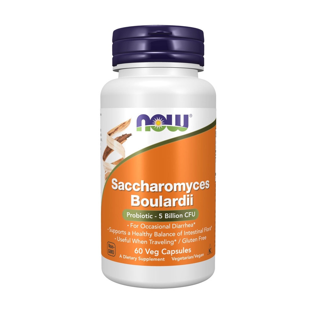 NOW Supplementen, Saccharomyces Boulardii, 5 miljard CFU Probiotica, 60 Veg Capsules