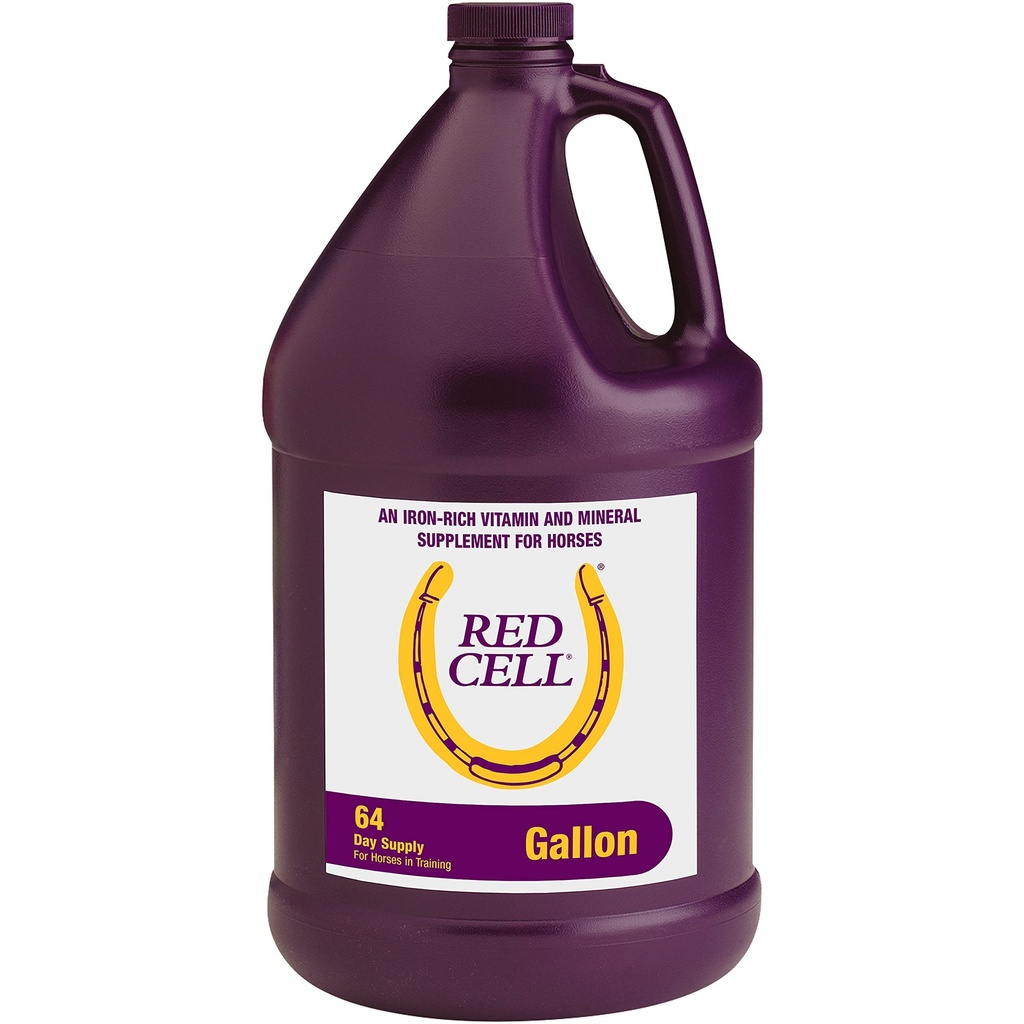 Farnam Horse Health Red Cell, Liquid Vitamin-Iron-Mineral Supplement voor paarden, helpt bij het vullen van belangrijke voedingsgaps in het dieet van paard, 1 Gallon, 128 Oz., 64-Day Supply